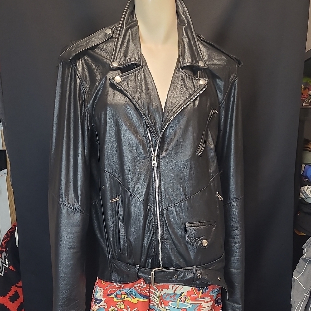 Vintage Biker Black Leather Jacket True To The 80's
